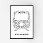 A word collage of country names within a train like shape