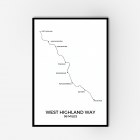 West highland way framed map line art drawing