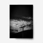 A black and white chair lift going up to the volcano in puerto varas