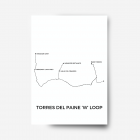 Torres del Paine W Loop line drawing.