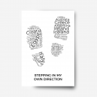 A word collage of countries in the shape of a shoe.