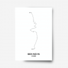 A line drawing of a hiking trail leading up to Ben Nevis. Text says 'Ben Nevis 1,356m'