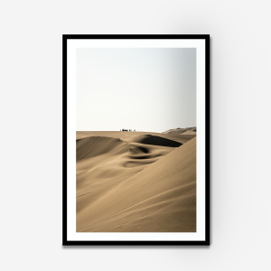 A framed wall art print of golden sand dunes in Peru