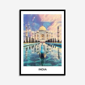 Taj Mahal India Geometric Illustration Wall Art Travel Poster