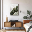 Wall art print on a wall of palm trees