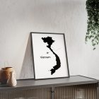 a black and white country outline of vietnam