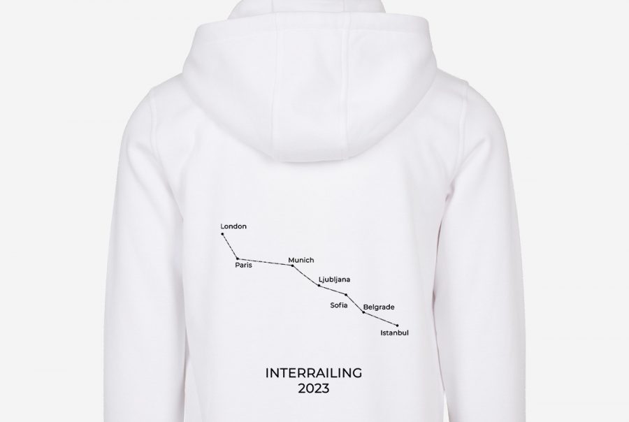 White interrailing hoodie