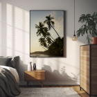 framed wall art of a beach