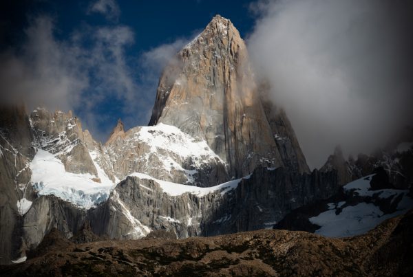 A mountain peak of mount fitz roy in el cheltan patagonia.