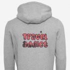 travel addict with pink text hoodie