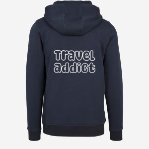 navy travel addict hoodie