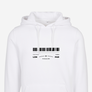 personalised boarding pass hoodie for travel lover
