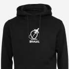 Black travel keepsake hoodie featuring “Travelling to Brazil” design – perfect Brazil souvenir and gift for travel lovers