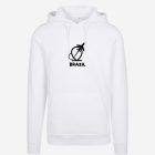 White travel keepsake hoodie featuring “Travelling to Brazil” design – perfect Brazil souvenir and gift for travel lovers