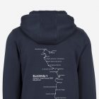 personalized navy cycling route hoodie in grey, EuroVelo-inspired travel keepsake, perfect unique gift for cyclists