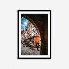 Gdansk bridge wall art print – colourful street arch cityscape, Poland.