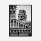 Black framed wall art featuring the Leaning Tower of Pisa in Italy