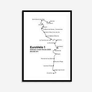 Custom EuroVelo cycling itinerary route wall art gift – personalized travel keepsake for cyclists, unique Europe bike tour map, perfect adventure-themed home decor