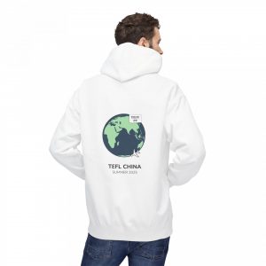 TEFL inspired custom hoodie keepsake with personalised text and country