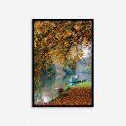 National trust riverside print of colourful autumn leaves by river themes in Cliveden, Berkshire