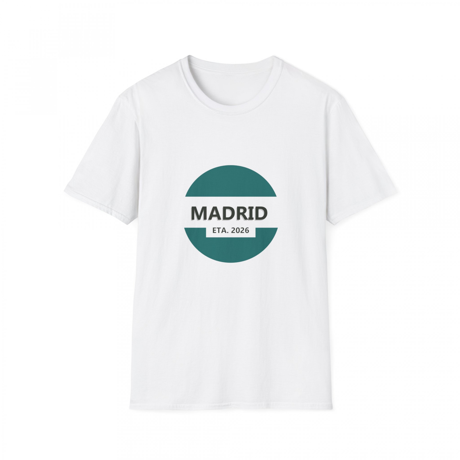 Personalised white t-shirt displaying madrid