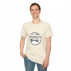 Personalised cream t-shirt with munich on a globe