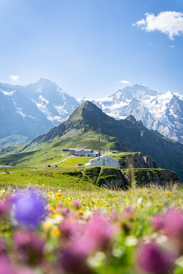 Switzerland views in spring, tour du mont blanc