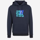 travel hoodie with bold typography text navy