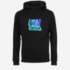 travel hoodie with bold typography text black