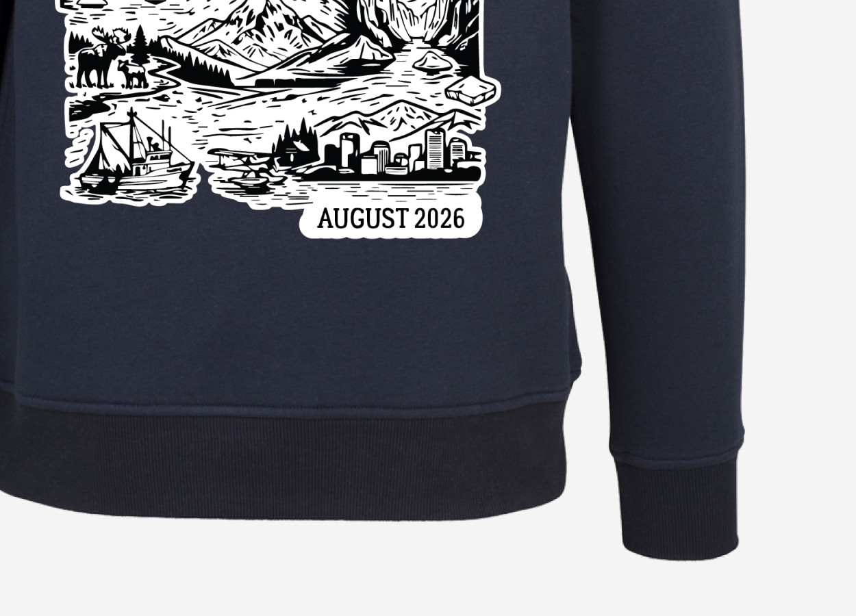 alaska hoodie personalised close up