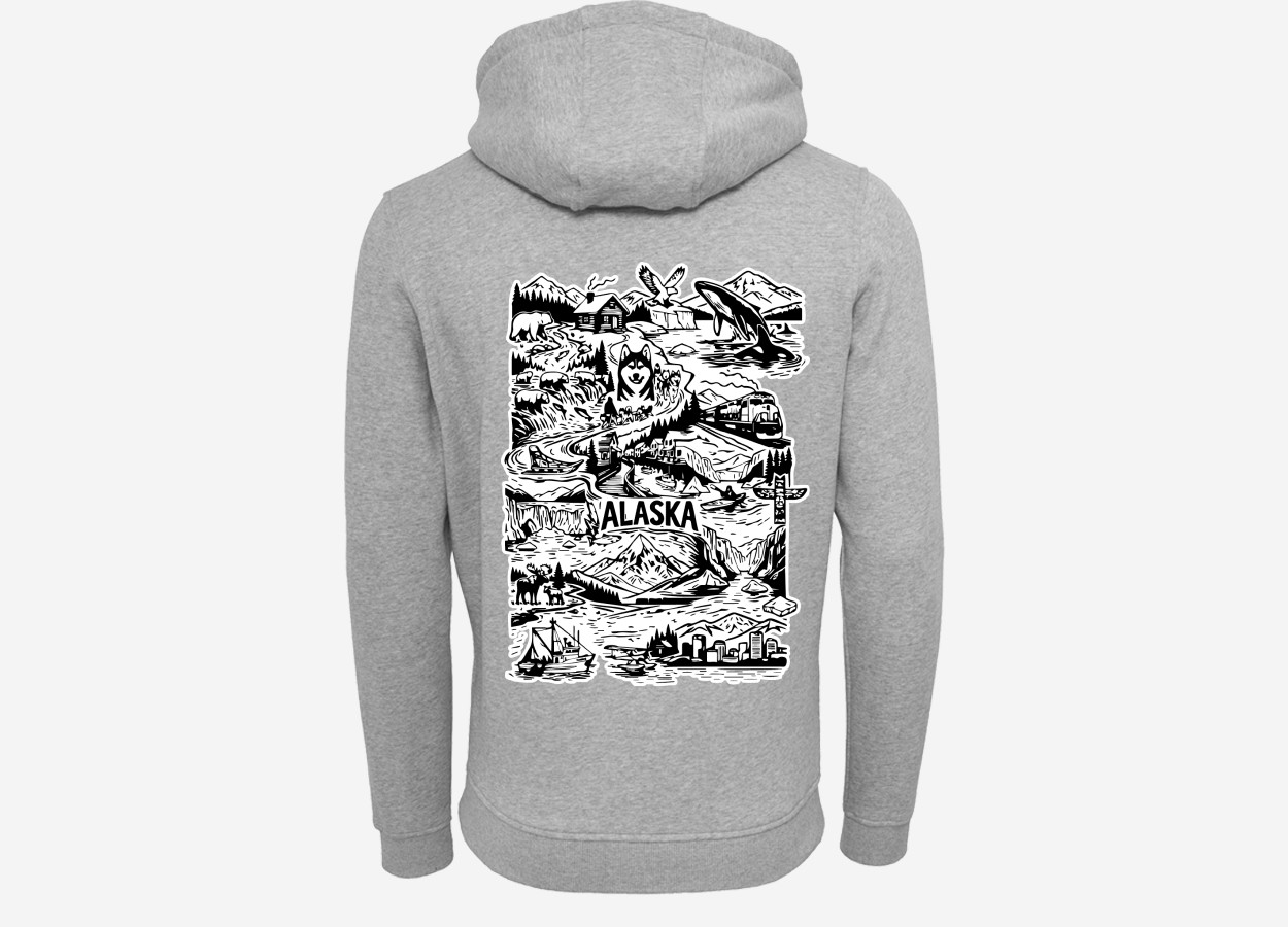 alaska landmark travel themed hoodie