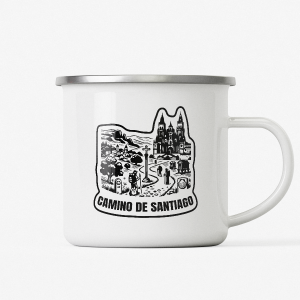 camino de santiago, spain stamp camping mug