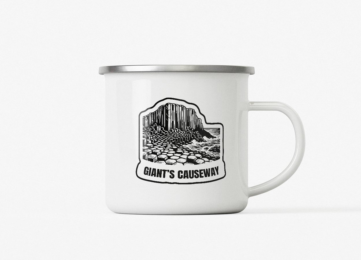 giants causeway northern ireland uk camping enamel mug giants causeway, northern ireland camping mug