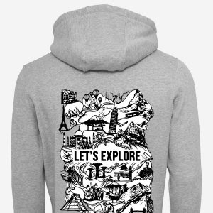 lets explore grey travel themed landmark hoodie