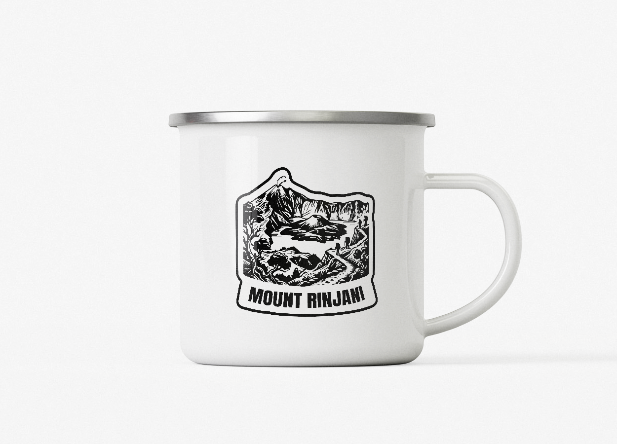 mount rinajni-mockup mount rinjanji, indonesia stamp camping mug