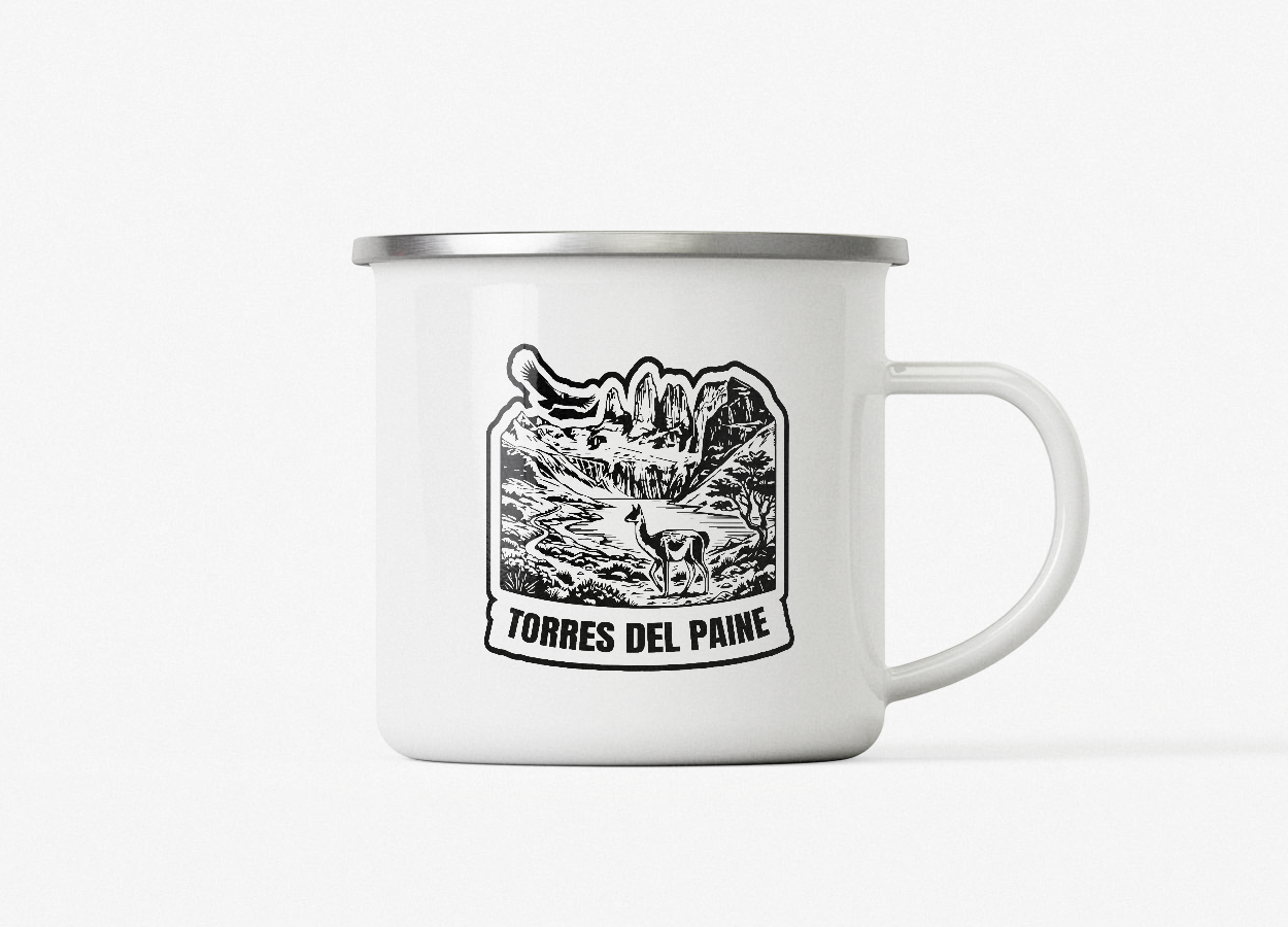 torres del paine-hiking patagonia torres del paine national park w-trek or o-trek camping mug